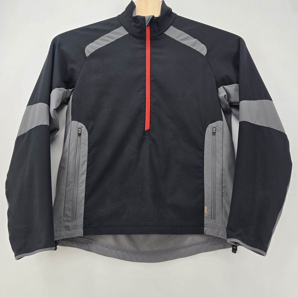 REI Pullover Mens M Half Zip Softshell Performance Outdoor Hiking Black Windbrea